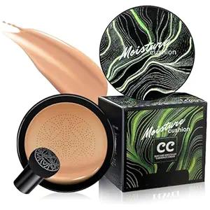 Mushroom Head Air Cushion CC Cream - Long-Lasting & Brightening Color Changing Foundation for Older Women, Waterproof & Moisturizing Full Coverage for Mature Skin (Medium Deep)