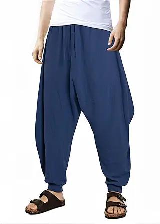 GINGTTO Men's Harem Pants with Pockets Japanese Hippie Joggers for Men Baggy