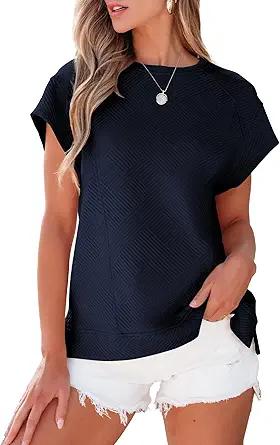 SHEWIN Oversized T Shirts for Women Crewneck Short Sleeve Casual Summer Tops Tees
