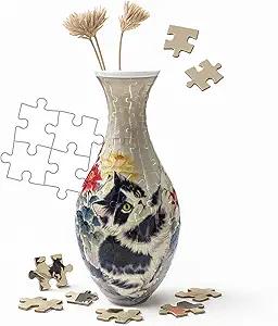 3D Puzzle Vase Unique Flower Vase for Adults Made by 160 Curved Plastic Puzzle Pieces, Vases for Flower Home Creative Gift for Parents & Housewarming