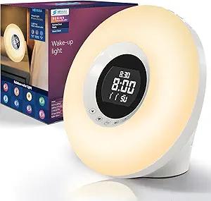 Sunrise Alarm Clock with Wake Up Light for Kids, Adults, Heavy Sleepers, Sleep Aid with Sunrise Simulation，8 Colors Night Light & 6 Natural Sounds for Bedrooms FM Radio, Gift Ideas