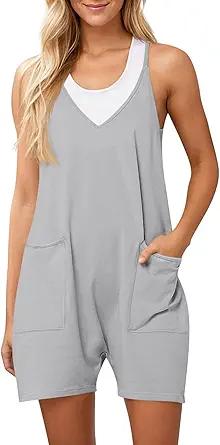 Tongmingyun Womens Summer Casual Sleeveless Rompers Loose Spaghetti Strap Shorts Jumpsuit with Pockets