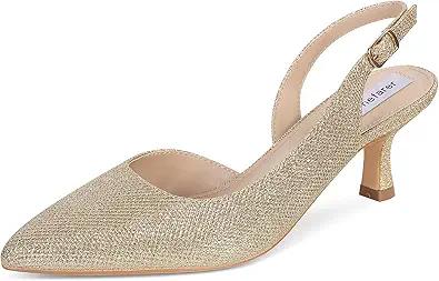 Slingback Kitten Heels Pumps for Women Pointed Toe Wedding Party Dressy Sexy Evening Shoes