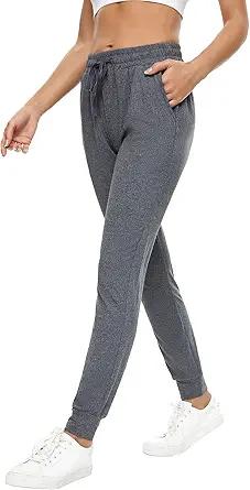 BATHRINS Women Tapered Joggers with Pockets – Casual Yoga High Waist Sweatpants