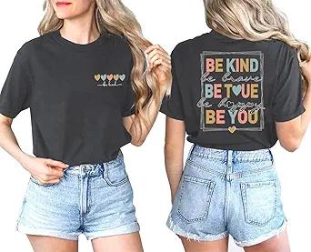 Womens Teacher Shirts Be Kind Shirt Cute Graphic Dandelion T-Shirt Short Sleeve Blessed Tees Funny Inspirational Tops