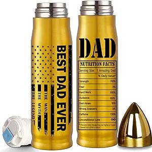 Fathers Day Dad Gifts from Daughter Son Wife Kids, 17 Oz Best Dad Ever Bullet Tumbler for Father in Law, Papa, Boyfriend, New Dad Nutrition Facts Cup, Cool Father's Day Husband Gift Ideas Unique