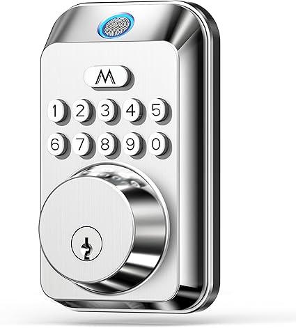 Fingerprint Door Lock - Keyless Entry Door Lock, Electronic Keypad Deadbolt, Smart Locks for Front Door - Auto Locking, Biometric,One-time Codes,Easy to Install (Satin Nickel)