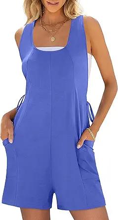 ANRABESS Rompers for Women 2025 Summer Casual Loose Sleeveless Back Adjustable Jumpsuit Short Overalls Beach Vacation Clothes