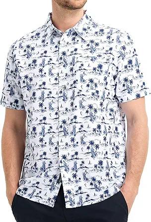 M MAELREG Mens Hawaiian Shirts Short Sleeve Button Down Tropical Beach Floral Solid Print Summer Vacation Mens Casual Shirts
