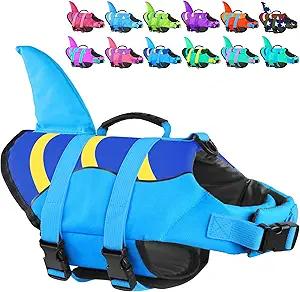 Fragralley Shark Dog Life Jacket, High Buoyancy with Tear-Resistant Nylon, Dog Float Vest for Swimming and Boating, Pet Life Preserver for Small Medium Large Dogs (PFD)