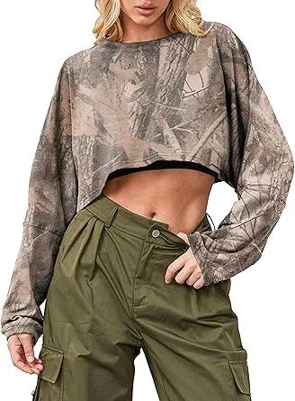 Cropped Sweatshirt Long Sleeve Crop Top Workout Oversized Sweatshirt Loose Crop Tops For Women Crewneck Sweatshirt