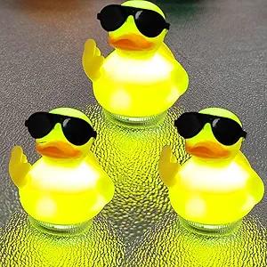 Light Up Duck Plugs, 7 Colors Car LED Lights, Duck Holder, 3 Pcs Rubber Ducks, Car Dashboard Decorations, Black Plastic Duck Plug Holders (6 Pcs)
