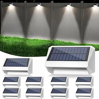 LANSOW Solar Fence Lights 10 Pack, Cool ，Warm and White, Solar Deck Lights Outdoor Waterproof, Dusk to Dawn Solar Powered Decor for Outside, Step, Yard, Patio, Wall, Stair